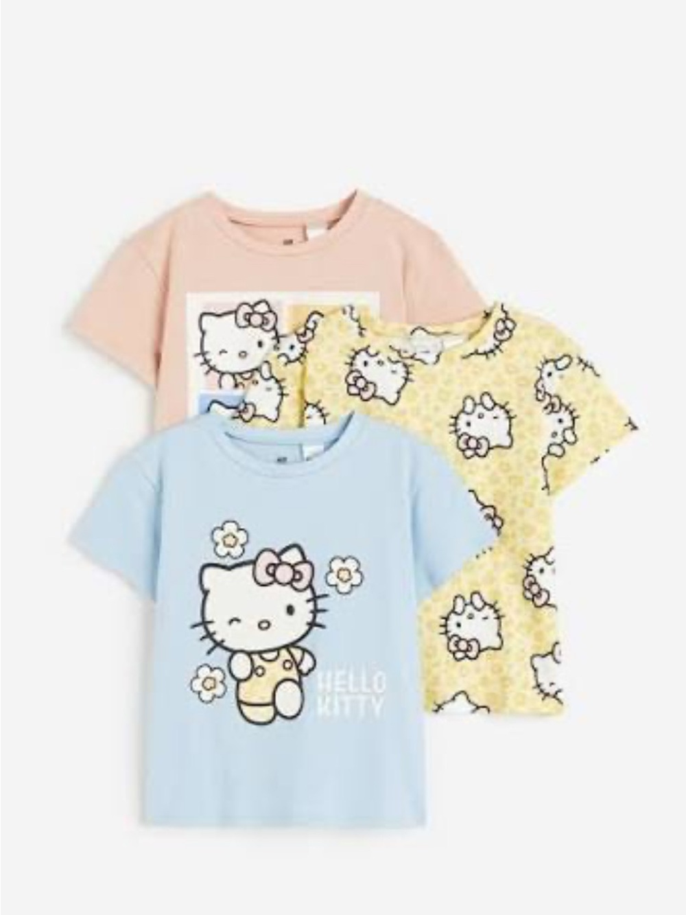 Sanrio Hello Kitty Tees - Light Blue, Pale Pink & Butter Yellow